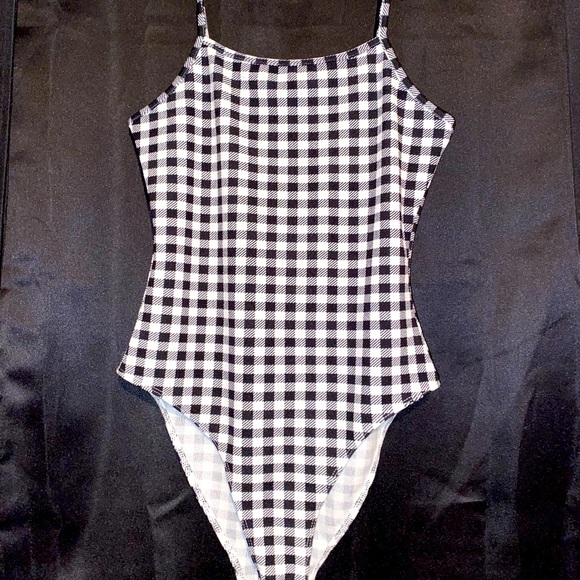 A checkered body suit from SHEIN.